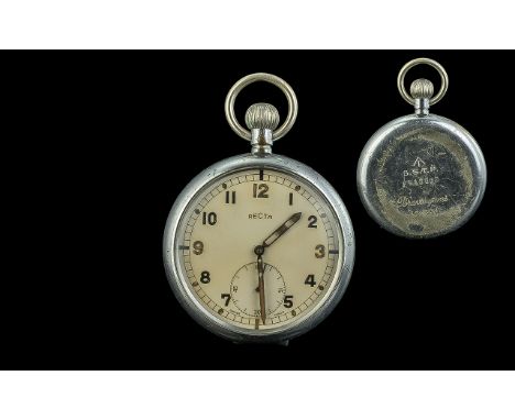 Antique Military Recta Pocket Watch, a military pocket watch made by Recta, with military arrow to reverse; in full working o