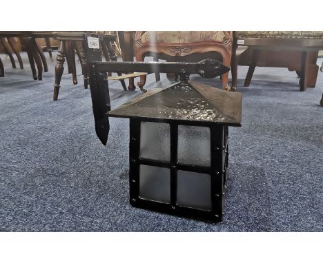 A Galvanized Black Painted Outdoor Lantern Light untested a/f. 