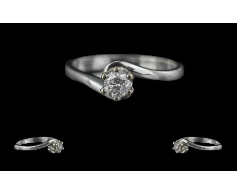 18ct White Gold  Excellent Quality Single Stone Diamond Set Ring.  Marked 750 to shank.  The round brilliant cut diamond of g