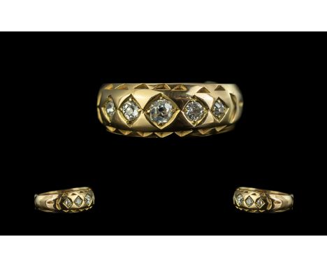 Victorian Period 1937 - 1901 Attractive Ladies 18ct Gold ' Betrothal ' 5 Stone Diamond Set Ring, Excellent Design. Hallmark C