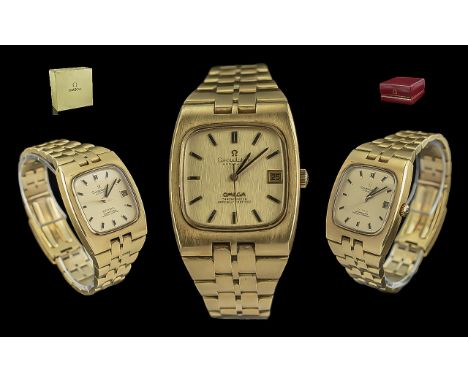 Omega Constellation Gents 18ct Gold Heavy Automatic Chronometer Wrist Watch, circa 1970's.  Features champagne dial, just dat