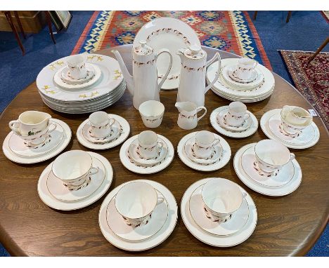 Bone China 'Argyle' Tea/Coffee Set, comprising two coffee/tea pots, six tea cups and saucers, six coffee cups and saucers, si