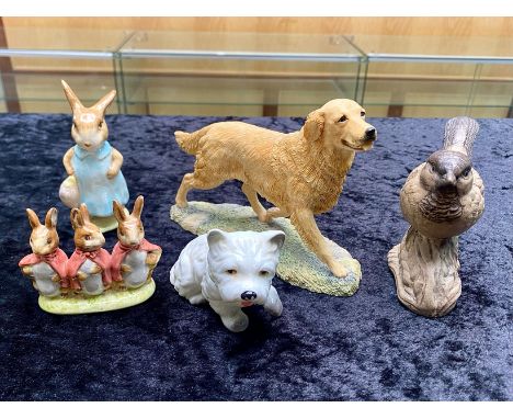 Two Beswick Beatrix Potter Figures, Flopsy, Mopsy &amp; Cottontail 1954, and Mrs Flopsy Bunny 1965.  Together with Border Fin