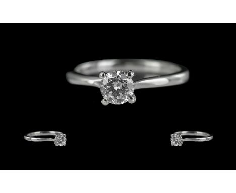 Platinum Superb Quality Single Stone Diamond Set Ring - Marked Platinum 950 To Interior of Shank. 4 Claw Set. The Modern Roun