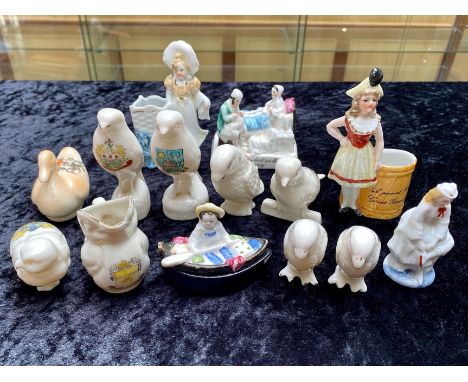 Collection of Crested Ware, including Poole, Great Yarmouth, Skipton, Ashburton, etc.  Approx. 15 in total.