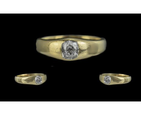 18ct Yellow Gold - Pleasing Quality Single Stone Diamond Set Ring. The Faceted Diamond of Excellent Colour / Clarity. Est Dia