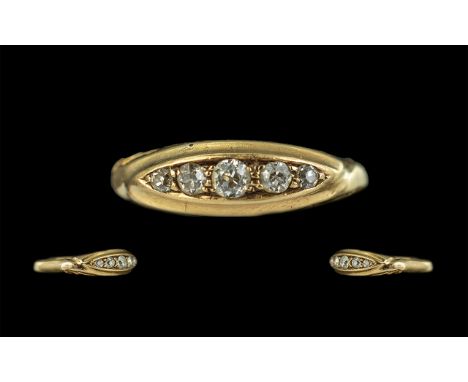 Antique Period 18ct Gold Attractive Five Stone Diamond Set Ring. Hallmark Birmingham 1915. The Diamonds of Good Colour / Clar