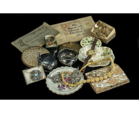 Box of Collectibles, including John Player Cigarette Cards The Kings &amp; Queens of England, Album Views of Ypres, a Mother 