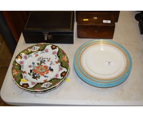 Early 19th Century Masons ironstone plates; and a collection of Royal Worcester shallow bowls and plate