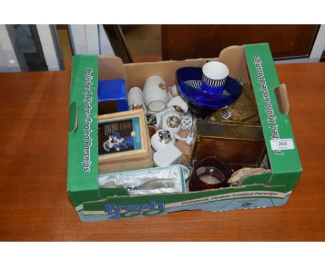 A box containing crested china, trinket box etc. 
