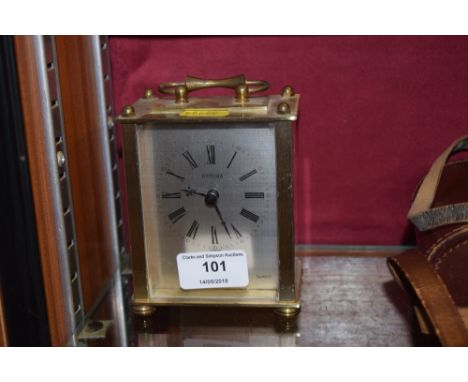 A quartz brass cased carriage clock 