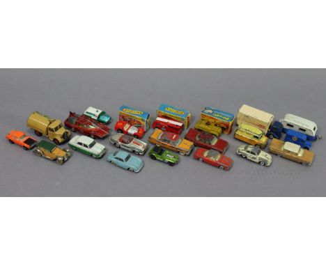 A Matchbox Superfast Road Dragster (boxed); a ditto Merryweather fire engine (boxed; a Matchbox Rola-Matics Stoat armoured ve