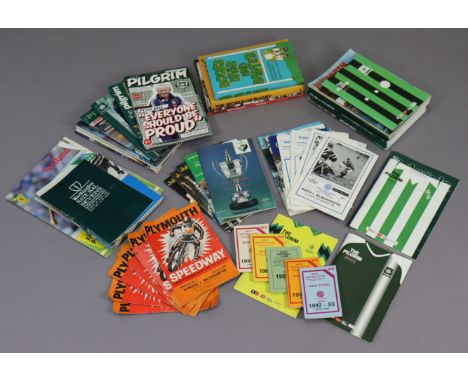 Seven vintage “Plymouth Speedway” programmes (1962); together with various other programmes &amp; volumes on sport. 