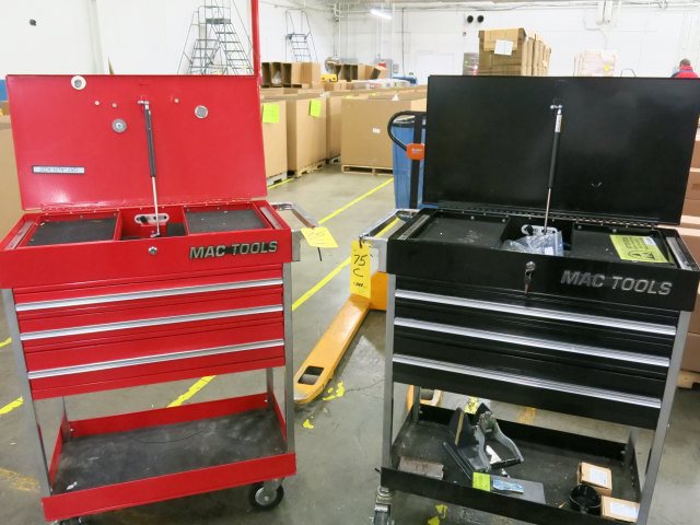 Lot 2 Mac Tools 3 Drawer Tool Cart Room 14