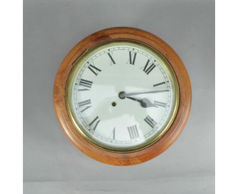 A 19th century fusee movement drop dial clock, marked Waugh Dublin to the back of the movement, in a later 20th century oak c