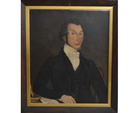 19th/20th century school, portrait of a man, oil on canvas, framed, frame size 88cm x 76cm