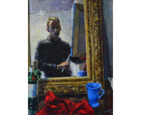 Richard Combes (b.1963)  Self Portrait  Signed and dated (19)95, oil on canvas, 59.5cm by 44cm 