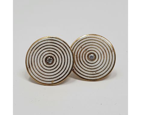A pair of 18ct gold, enamel and diamond stud earringsall in 4.4g,  some ware to the enamel, missing butterfly's 