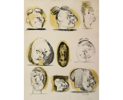 Graham Vivian Sutherland (British 1903-1980), study of faces, limited edition print 50/70, signed in pencil, 64 x 50 cm 
