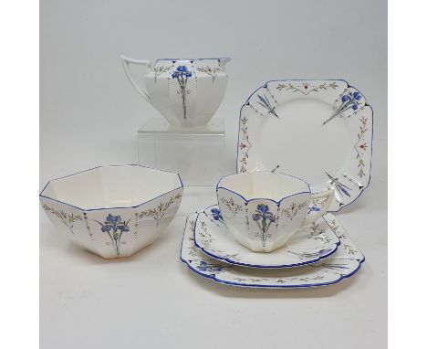 A Shelley Queen Anne shape tea set, comprising, sugar bowl, cream jug, eleven cups, ten saucers and ten side plates (qty)Vari