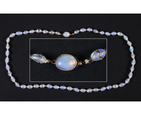 An opal and crystal bead necklace 