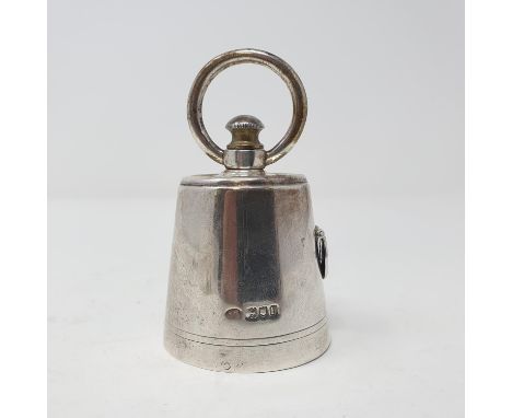 A Edward VII silver novelty pepper grinder, in the form of a bell weight, London 1903, 8 cm high 