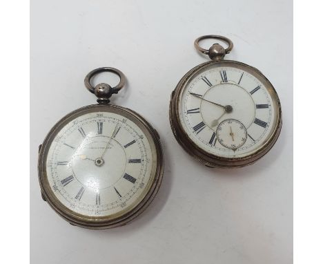 A Victorian silver open face chronograph, Chester 1898 and an open face pocket watch with subsidiary seconds dial, Chester 19