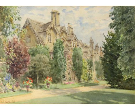 George F. Nicholls (1885-1937)Monastic Buildings, Worcester College, Oxford, signed, watercolour, 26 x 36cm