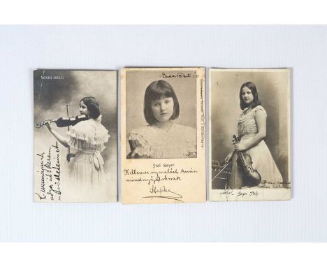 Geyer, Stefi Three portrait postcards, variously inscribed in ink and one dated 'Buda 01 Juli 20', each stamped, inscribed an