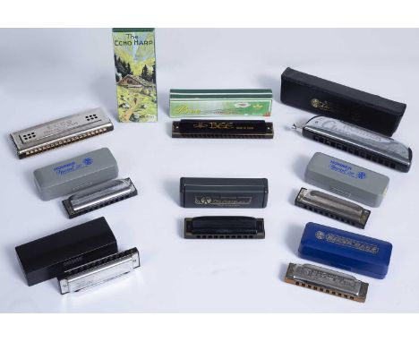 A collection of eight various mouth organs, mainly by Hohner, all cased (8)