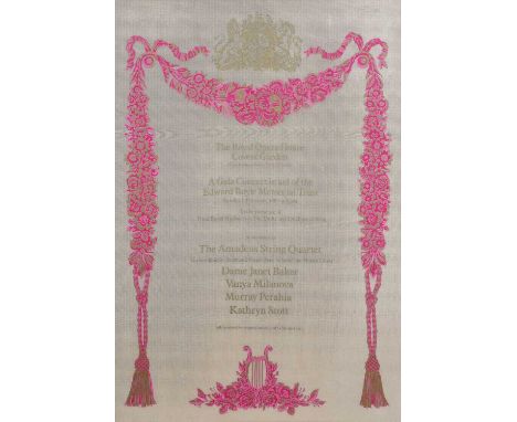 A silk programme for A Gala Concert in aid of the Edward Boyle Memorial Trust Sunday 6th February 1983 at the Royal Opera Hou