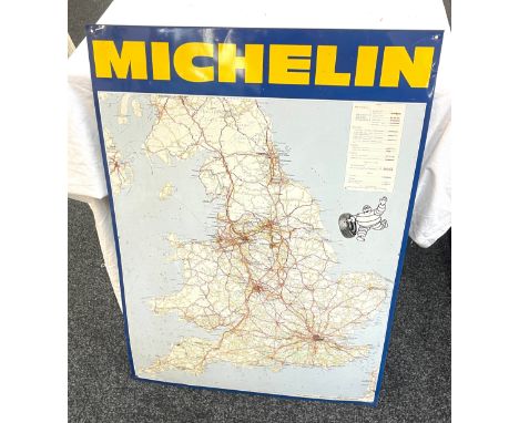 Automobilia interest, 1975 edition, Michelin tyres tin plate sign (not enamel), approximate size 62cm x 86cm