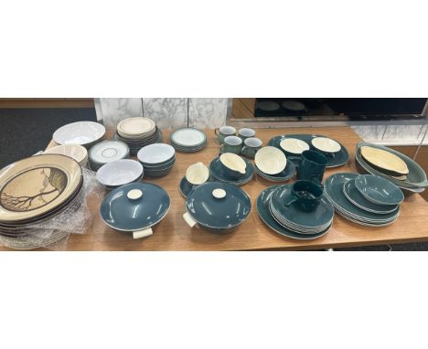 Large selection of part dinner services to include Denby, Poole and others containing tureens, plates, meat dishes etc 