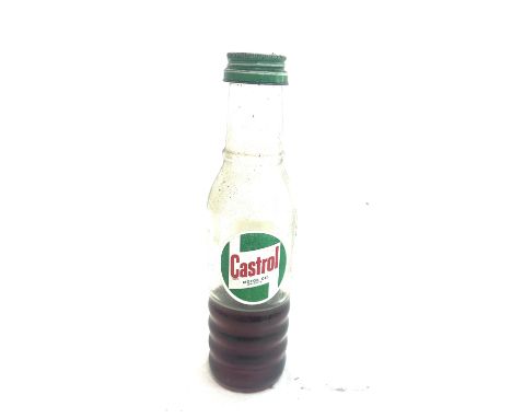 Vintage Castrol oil glass bottle and contents 