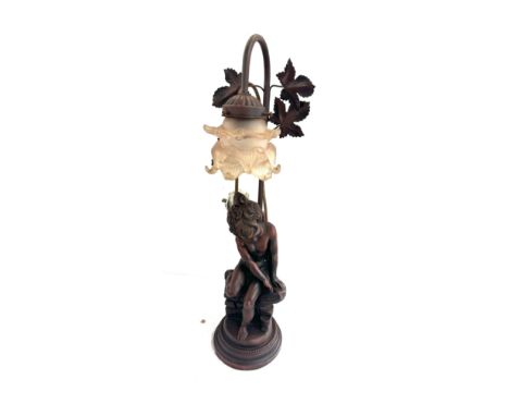 Vintage resin lamp of a girl on a wall, untested 