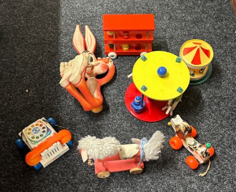 Large selection of vintage and later toys includes wooden toys, bugs bunny etc 