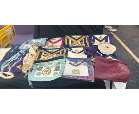 Large selection of vintage Masonic aprons and jewels 
