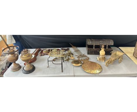 Large selection of collectable items includes large clock pendulums, barometers, oil lamp spares etc 