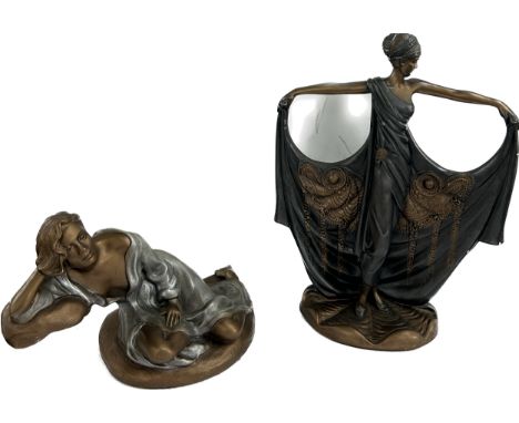2 Vintage resin lady figures, approximate measurements of largest lady: 15.5 inches