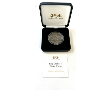Harrington &amp; Byrne King Charles II Silver crown in presentation case with COA 