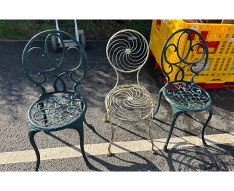 3 vintage metal garden chairs