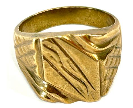 Gents hallmarked 18k gold plated signet ring, ring size U