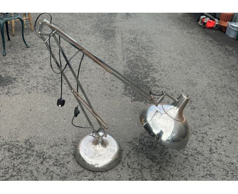 Large chrome anglepoise floor lamp shade measures approximately 15 inches diameter height 70 inches