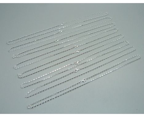 Eight 925 sterling silver neck chains, 45cm 