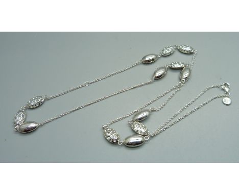 A 925 sterling silver Rachael Galley 'pebble' necklace, 24.8g, 76cm 