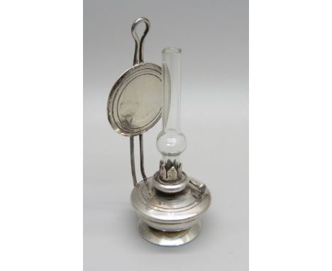 A miniature silver oil lamp, London import mark, silver weight 27g 