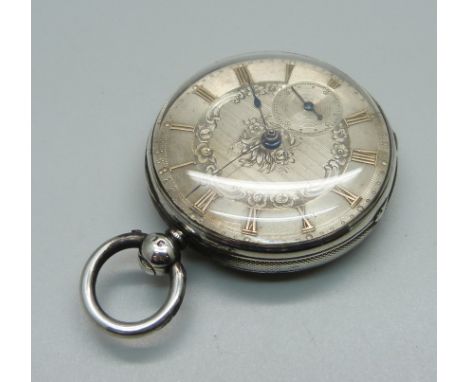 A Victorian silver cased pocket watch, London 1848 