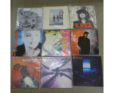 Twelve LP records, mainly 1970s and 1980s, Rolling Stones, U2 and Pink Floyd, etc. 