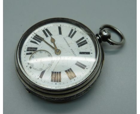 A large Victorian silver cased fusee pocket watch, Chester 1898 