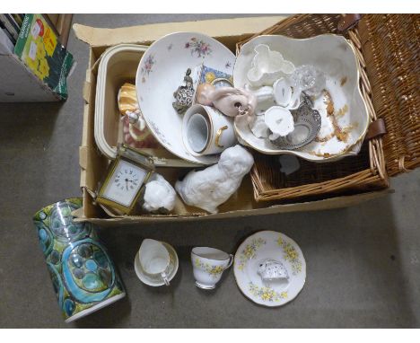 A collection of assorted china, including Coalport figures, a Royal Crown Derby rabbit paperweight with gold stopper, carriag